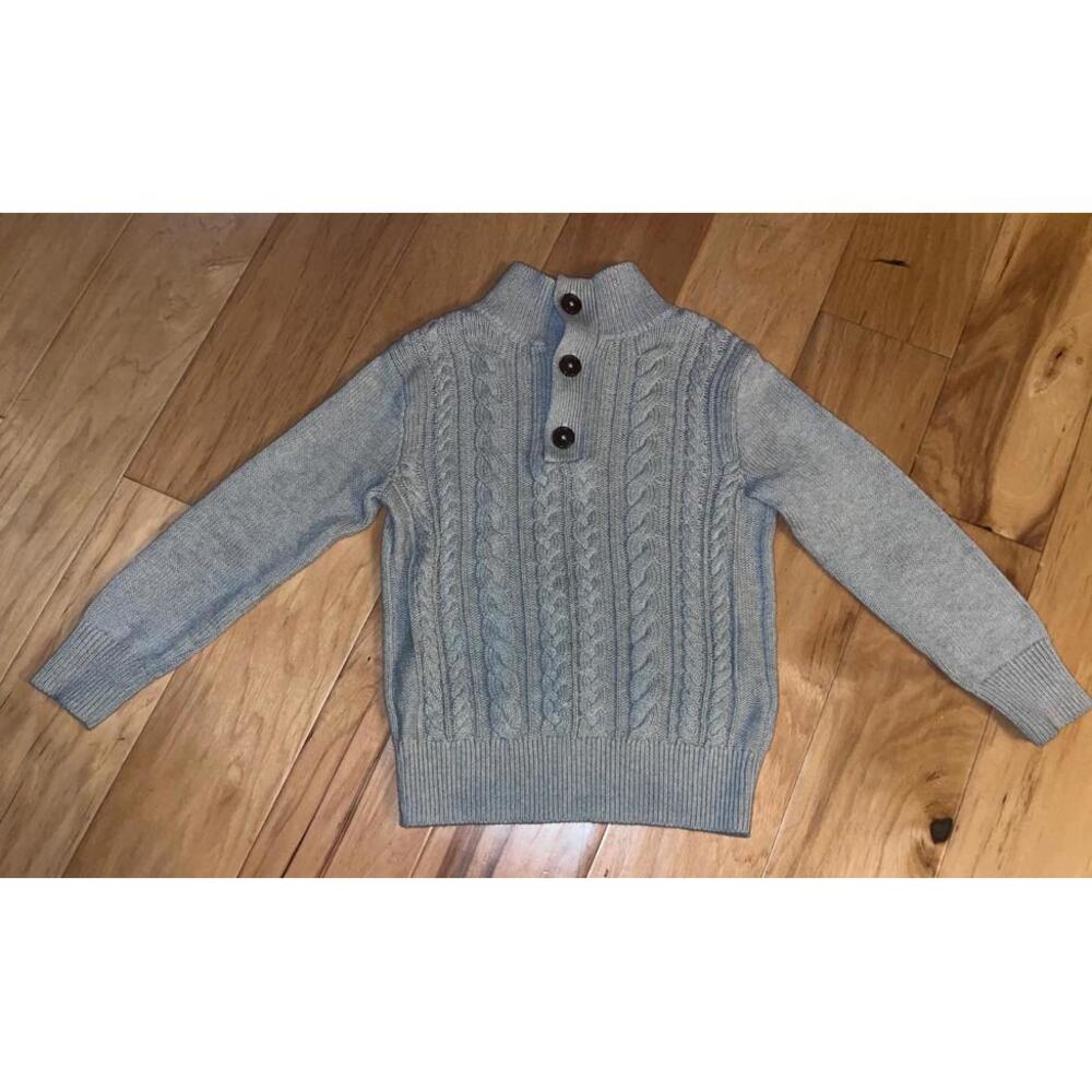 GAP BOYS GRAY CABLE KNIT SWEATER SIZE 4/5 EXCELLENT COND LD7